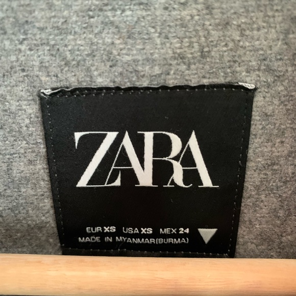 Zara long gray wool shacket shirt jacket - Picture 2 of 5